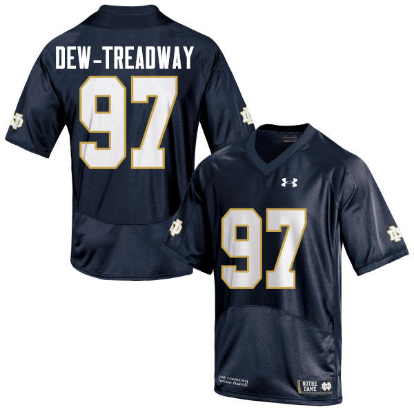 Men's NCAA Notre Dame Fighting Irish #97 Micah Dew-Treadway Stitched College Under Armour Authentic Navy Blue Football Jersey WW10F48LQ